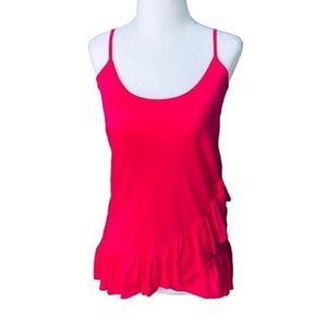 RACHEL ZOE Pink Ruffle Spaghetti Strap Scoop Neck